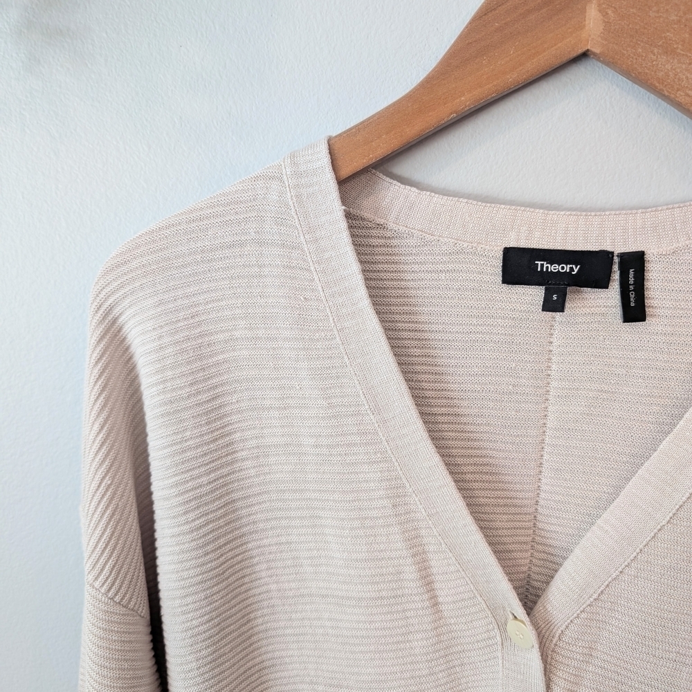 Theory Women's Cream Cardigan Sweater - Picture 5 of 11